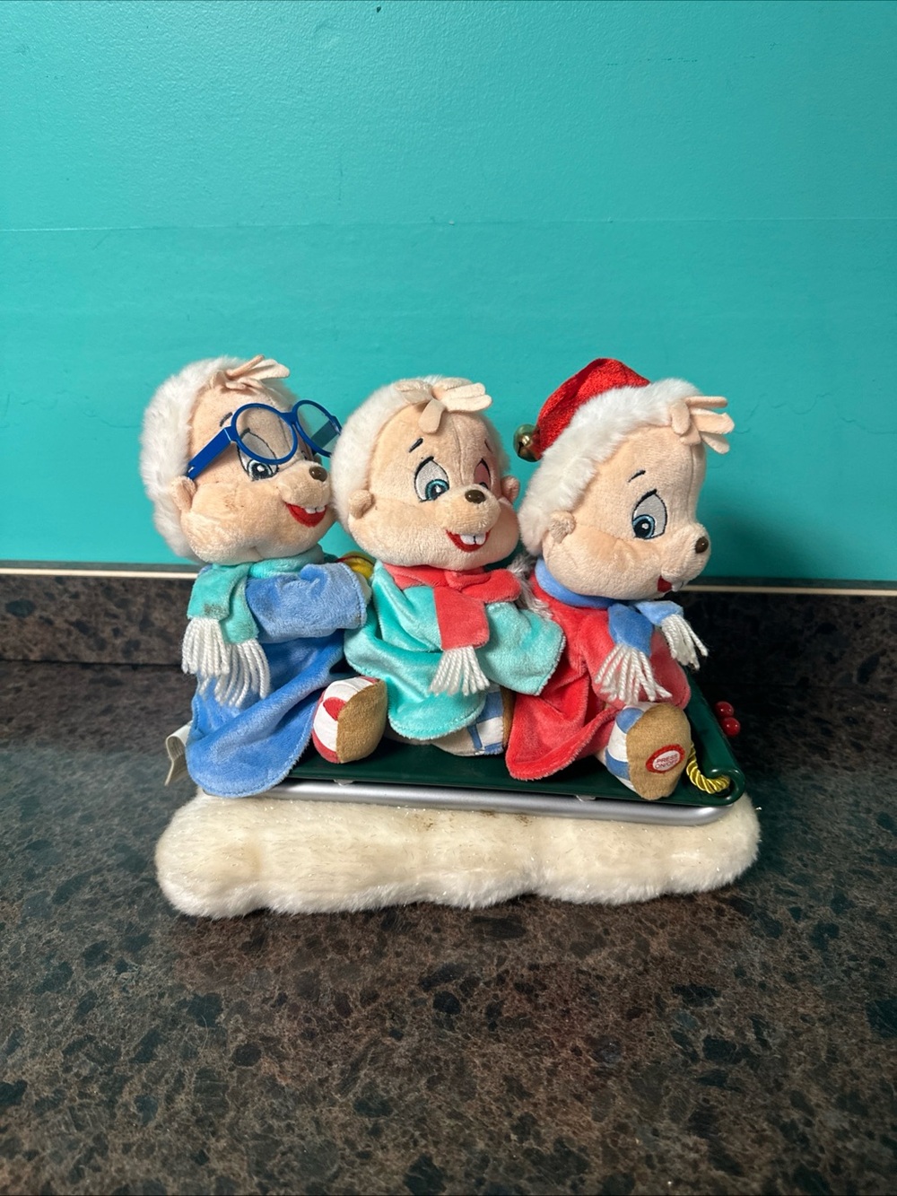 Alvin & The Chipmunks Christmas Musical Sleigh Ride Plush Tested And Working